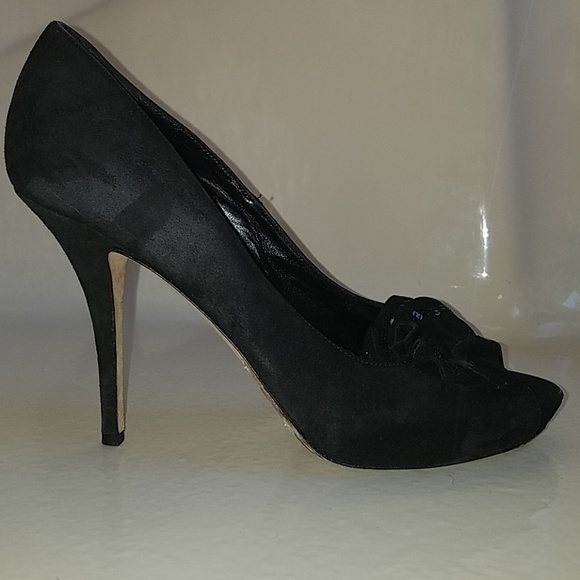 kate spade Shoes - Kate Spade black suede peep toe heels